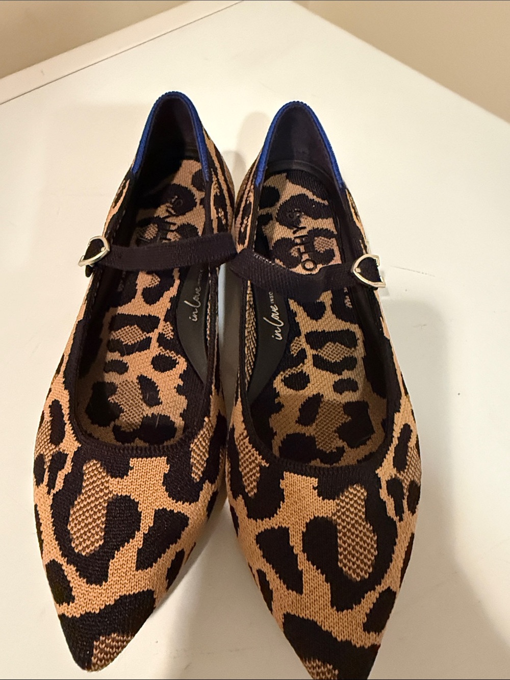 Rothy’s Leopard Print Pointed Mary Jane Flats - Brown